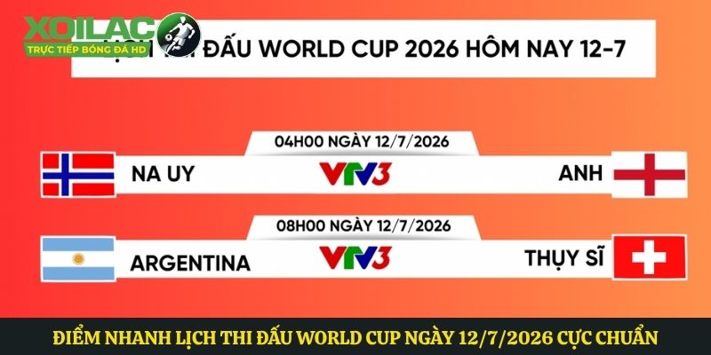 Điểm Nhanh Lịch Thi Đấu World Cup Ngày 12/7/2026 Cực Chuẩn